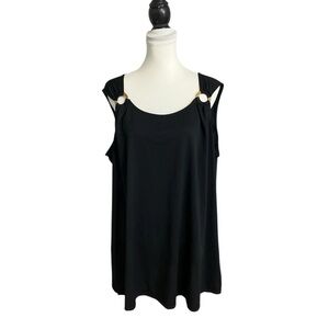 Croft & Barrow Blouse Plus XXL Black Sleeveless Top Stretch Layering Keyhole